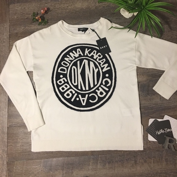 Dkny Sweaters - DKNY Logo Graphic Pullover Sweater